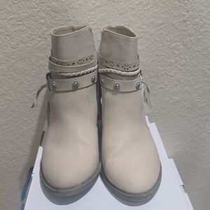 Elegant Cream Ankle Booties with Studded Straps